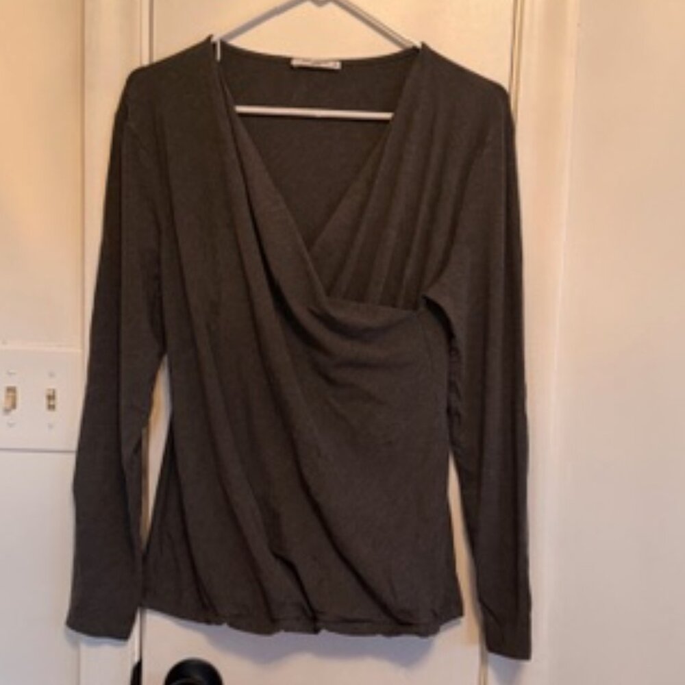 MM.LaFleur Charcoal Grey Wrap Top – Size XL